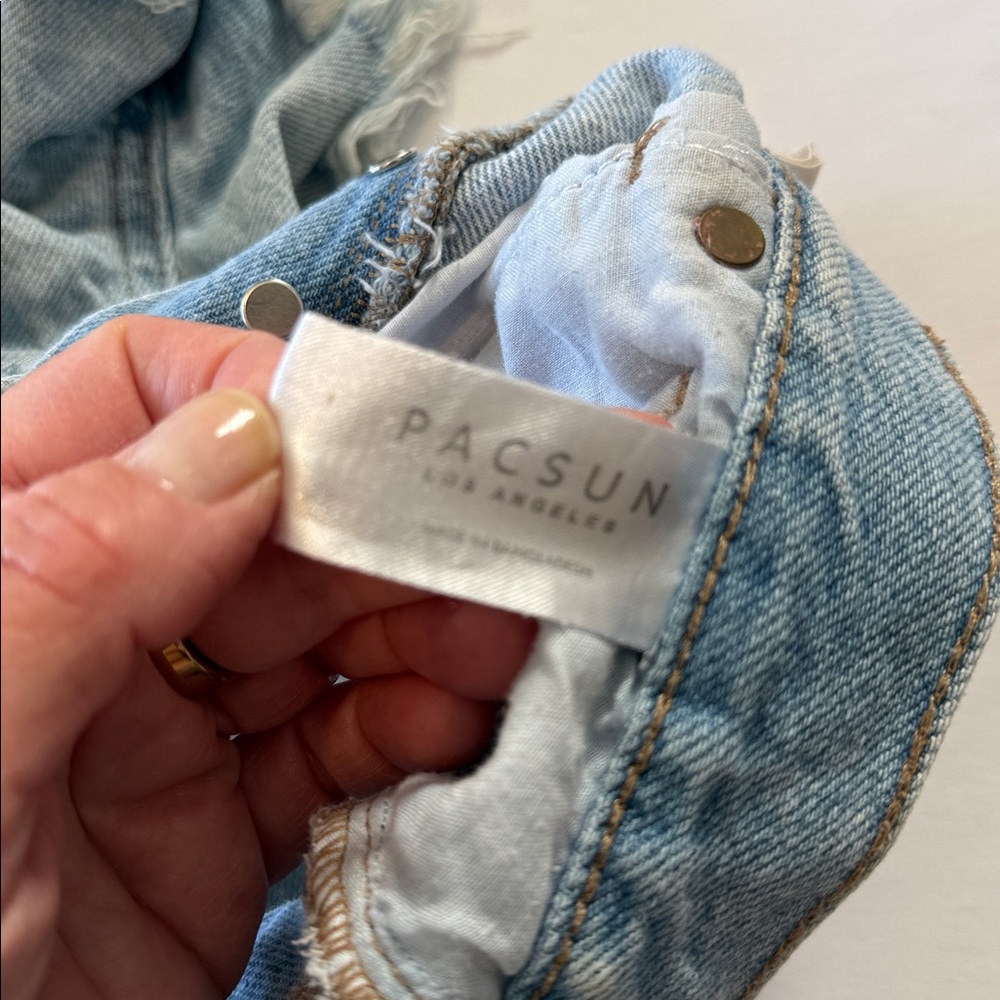 PacSun Light Blue Vintage High-Rise Button-Fly Denim Shorts Size 26 - Picture 6 of 7